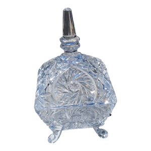 Vintage Bohemian Cut Crystal Pinwheel Whirling Star Lidded Candy Dish