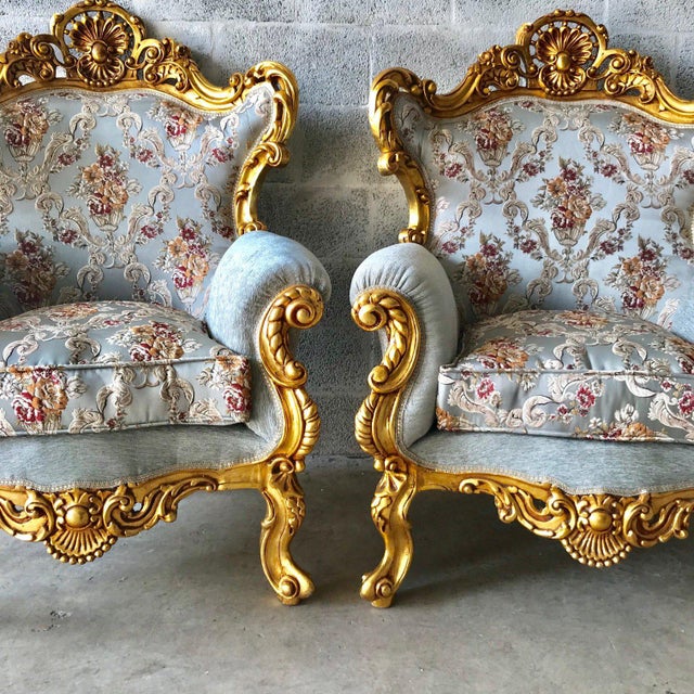 1940s Vintage Baroque Rococo Seating Set of Chairs- A Pair | Chairish