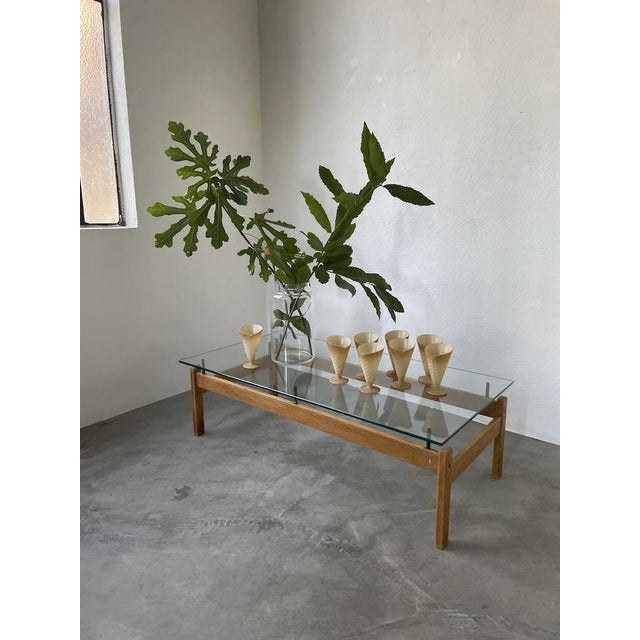 Scandinavian Blond Teak and Glass Coffee Table, 1960s For Sale - Image 3 of 18