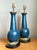 Vintage Blue Gilt Accented Table Wood Half Lamps - Pair For Sale In West Palm - Image 6 of 11
