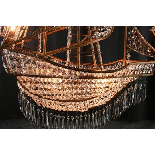 Reselling Large Early 21st Century Sailing Ship Crystal Chandelier 4 Lights For Sale - Image 9 of 9