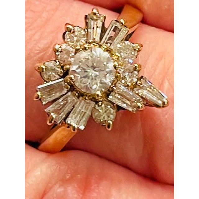 Gold 14 Karat Yellow Gold With Diamond Cluster Cocktail Ring For Sale - Image 8 of 12