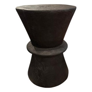 Andrianna Shamaris Minimalist Charred Suar Wood Side Table For Sale