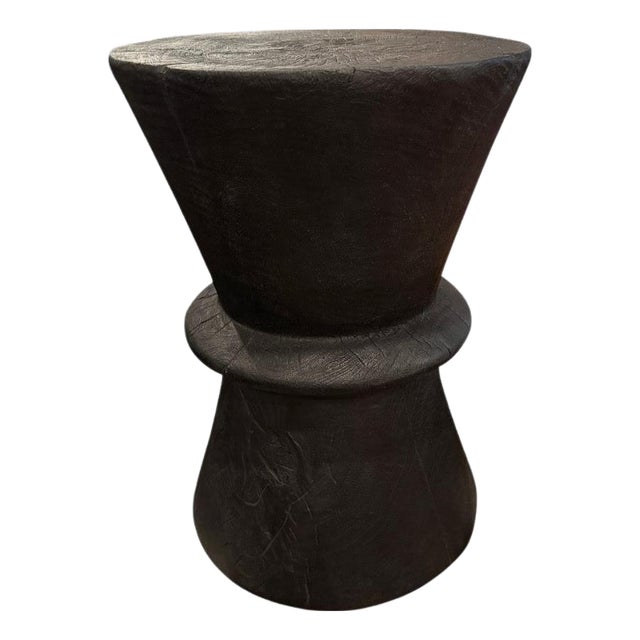 Andrianna Shamaris Minimalist Charred Suar Wood Side Table For Sale