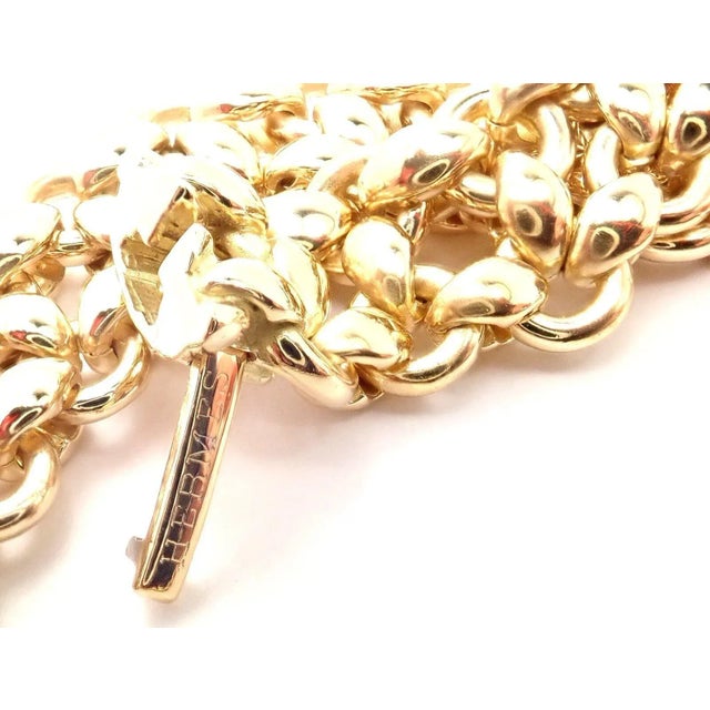 Metal Vintage Hermes 18k Yellow Gold Link Necklace For Sale - Image 7 of 9