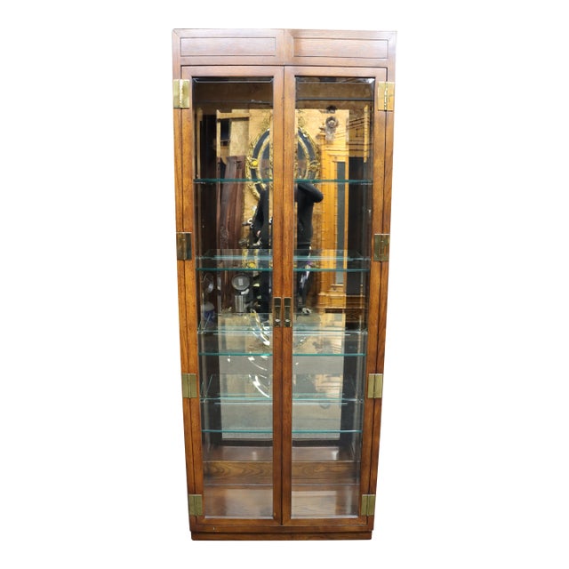 Henredon Scene One Oak Lighted Curio Cabinet For Sale