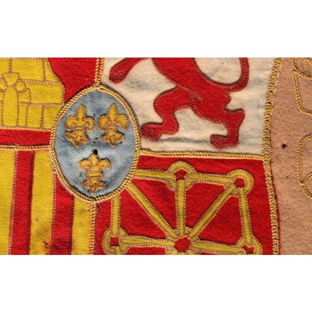 Mid 19th Century Monumental Spanish Royal Armorial Appliqué Textile With Order of the Golden Fleece, C. 1868, 78” × 70” For Sale - Image 5 of 9
