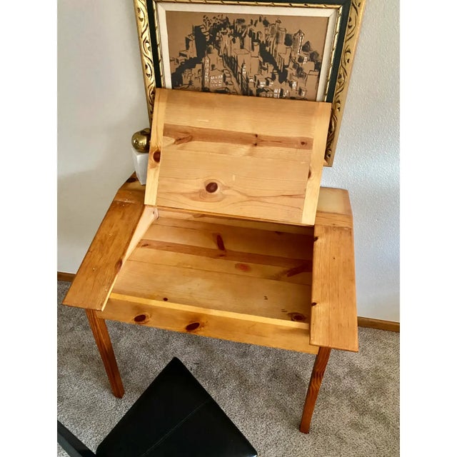 Slim Profile 1970s Shaker Style Pine Desk and Hutch + Glass Doors, 2 Pieces For Sale - Image 14 of 14