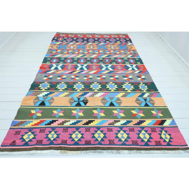 Turkish Vintage Sivas Kilim Rug For Sale - Image 3 of 13