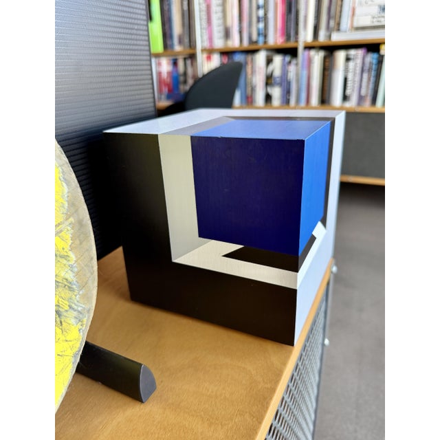 Mid-Century Modern Vintage XL Frank Grimaldi "SeeTheCube" Signed Original Op Art Sculpture For Sale - Image 3 of 15