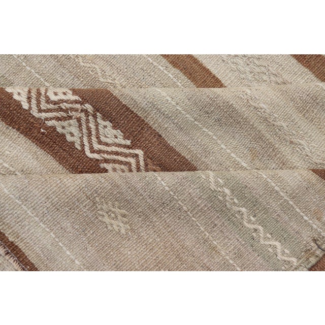 Vintage Turkish Kilim Rug With Earthy Tones and Striped Patterns For Sale In Atlanta - Image 6 of 10