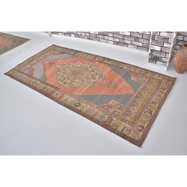 Handmade wool carpet in Turkish Anatolia , Vintage Oushak Rug,Turkish Vintage Anatolian Rug, Handmade wool Rug . One Of...