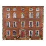 Country English Painted Pine Trunk With Georgian House Facade For Sale