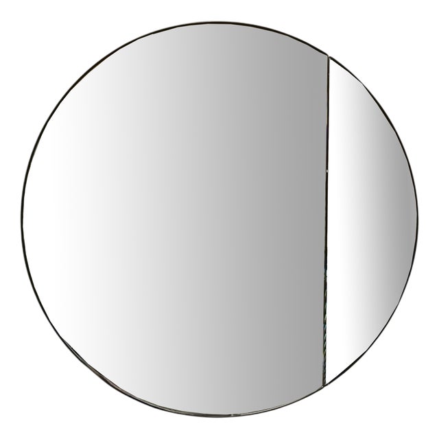 Modern Round Wall Mirror with Curved Side Panel, Italy, 1980s For Sale