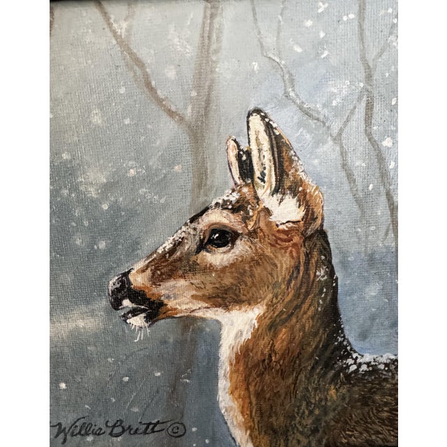 "Winter Romance" Original Acrylic, Willie Britt~ He Vanquished the Other Suitors, and Now He Just Has to Win Her Approval. The Flirting Begins! For Sale - Image 4 of 8