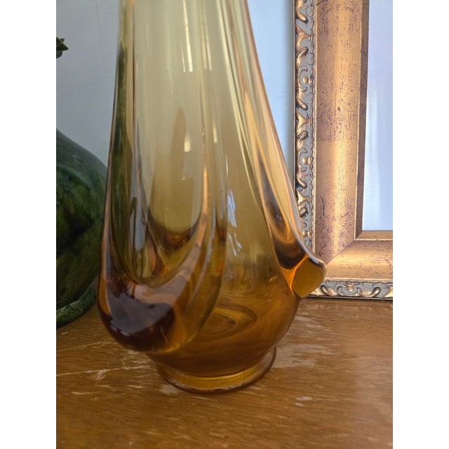 Viking Glass Company Monumental 28” Viking Amber Swung Glass Drape Vase | Mid 20th Century Sculptural Statement For Sale - Image 4 of 9