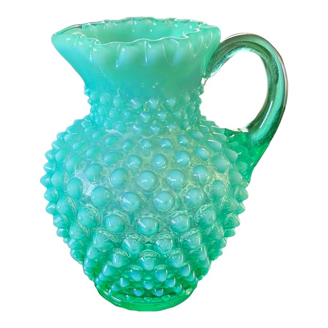 Vintage Fenton Hobnail Uranium Glass Pitcher For Sale