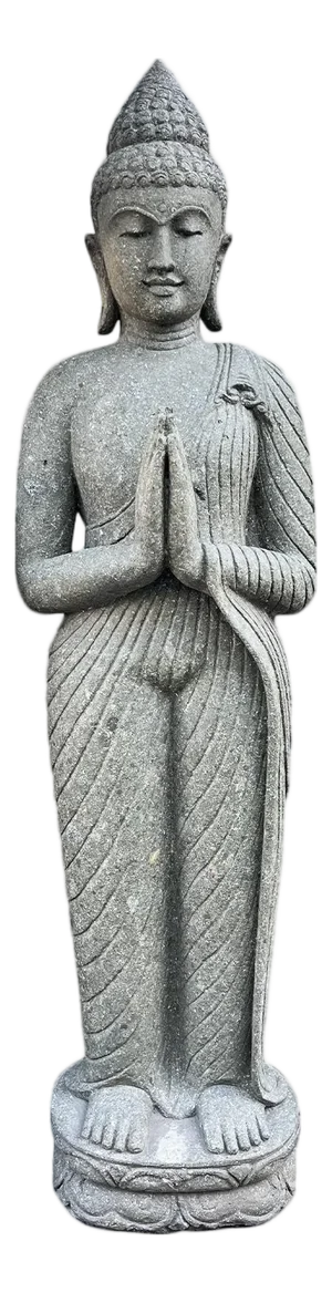 Vintage Standing Stone Carved Buddha Statue