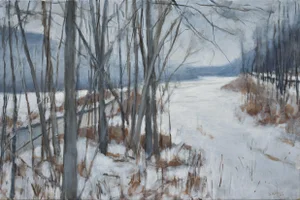 "River, Road, Field, Mountain" Contemporary Landscape Painting by Stephen Remick