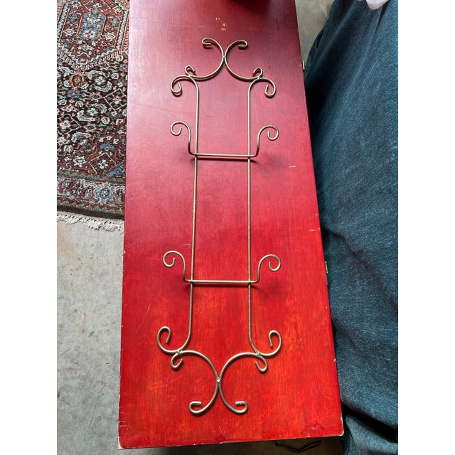 Up for consideration is a beautiful vintage skinny metal wired wall hanging plate holder. This would look lovely in your...