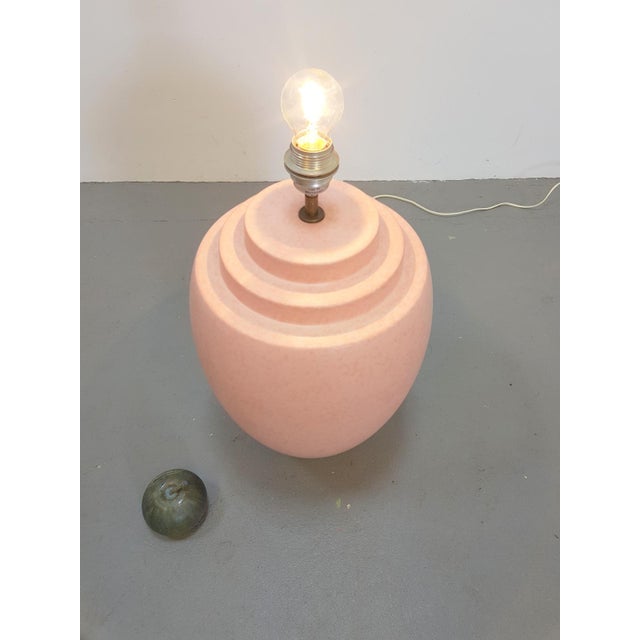 Pink Large Pink Ceramic Table Lamp from Kostka, France, 1970s For Sale - Image 8 of 9