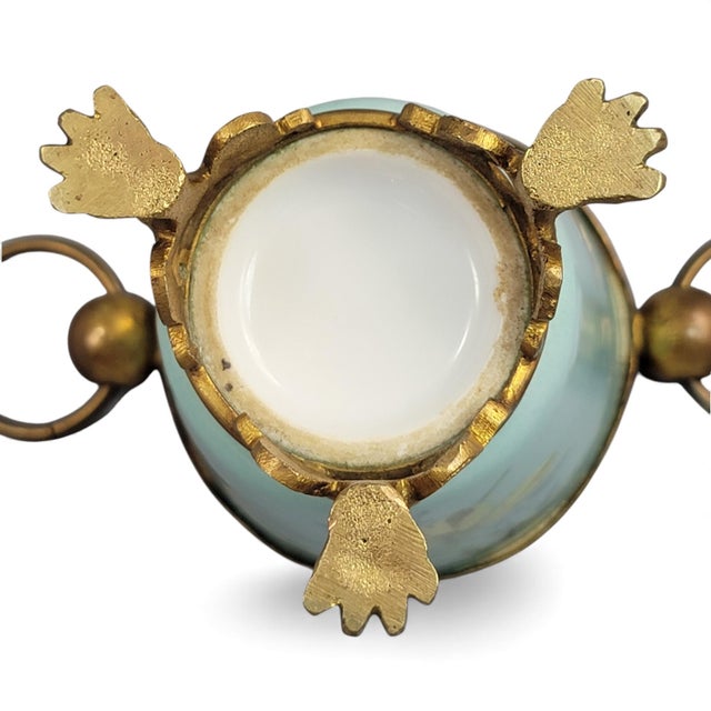 Blue Turquoise Porcelain and Bronze Cache-Pots, Paris, France, 1835-1850, Set of 2 For Sale - Image 8 of 10