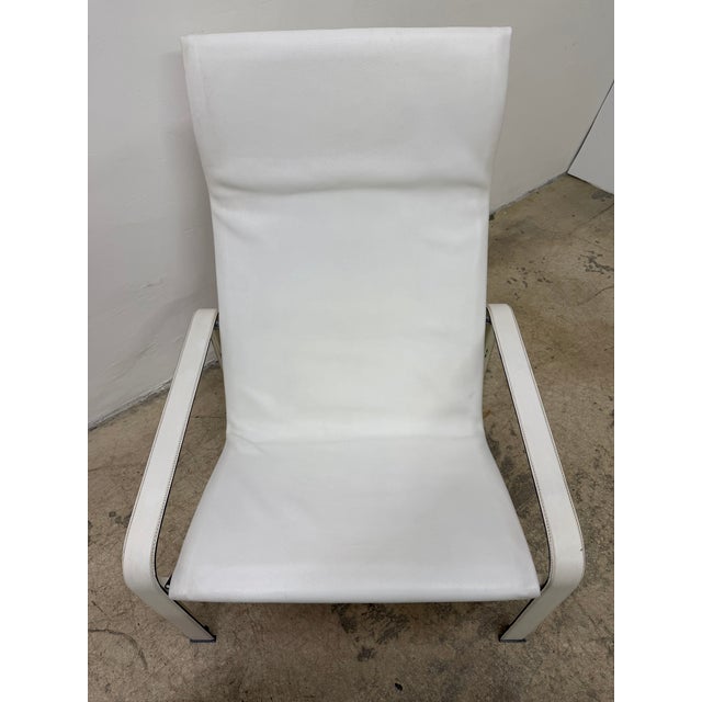 Toussaint and Angeloni White Leather Lounge Chair and Footrest for Matteo Grassi For Sale - Image 14 of 17