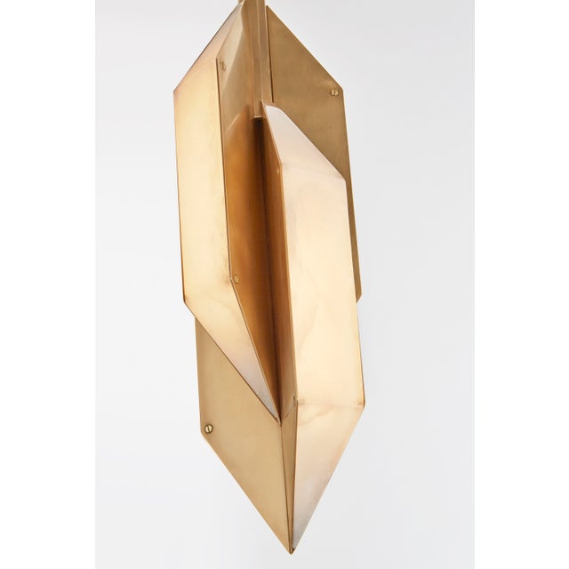 2020s Kelly Wearstler for Visual Comfort Signature Ophelion Small Pendant in Antique-Burnished Brass with Alabaster For Sale - Image 5 of 6
