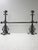Cast iron and wrought iron fire dogs, andirons with matching cross bar, ca 1920 Hand-forged craftsmanship in the pure...