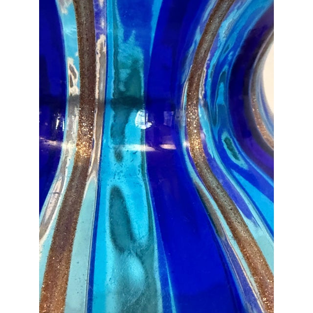Murano Glass Vase with Blue and Light Blue Canes and Avventurine, 1980s For Sale - Image 6 of 12