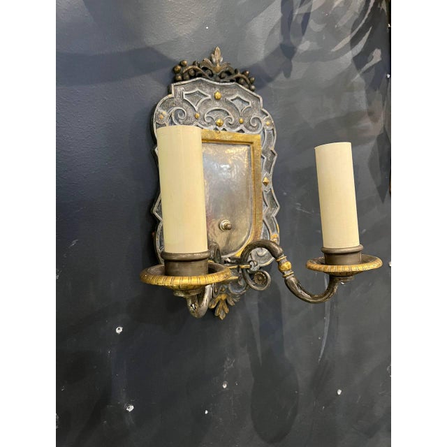 Edward F. Caldwell & Co. 1890 Caldwell Silver and Bronze Neocalssical Sconces - a Pair For Sale - Image 4 of 7
