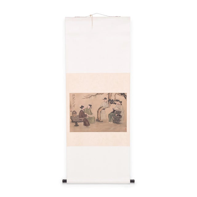 Chinese "Literary Garden" Scroll Painting, C. 1920s For Sale In Chicago - Image 6 of 6