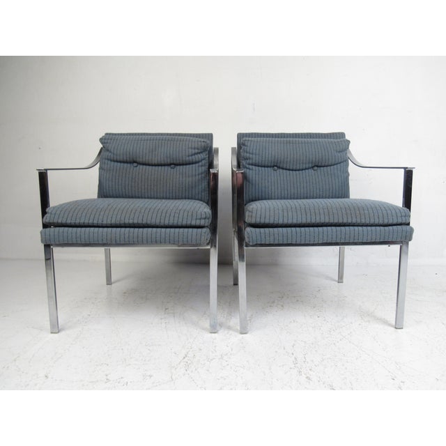 1970s Pair of Mid-Century Modern Chrome Lounge Chairs - 2 Pieces For Sale In New York - Image 6 of 12