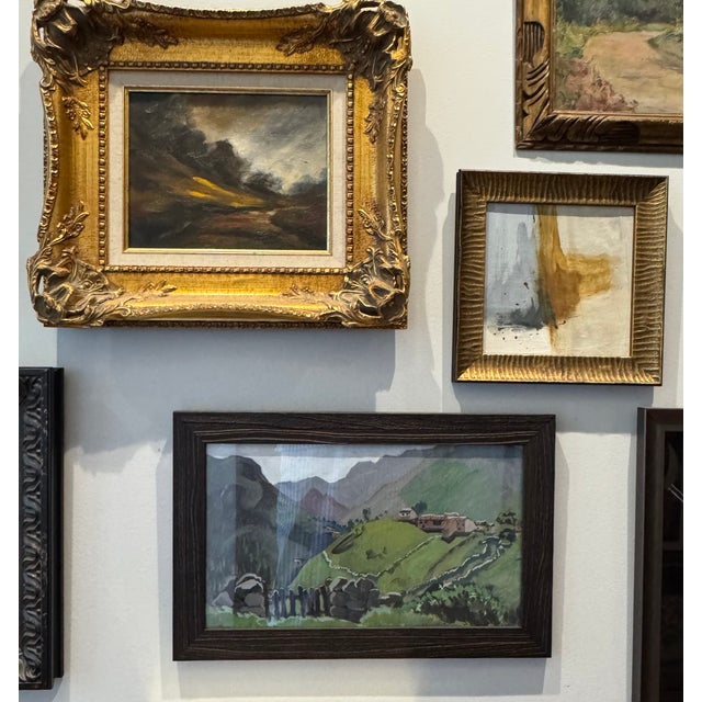 Vintage Original Abstract Oil Landscape, Framed For Sale - Image 4 of 5