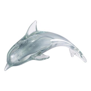 Marinella Decorative Gray Glass Dolphin, Large For Sale