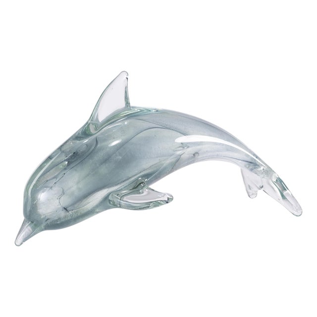 Marinella Decorative Gray Glass Dolphin, Large For Sale