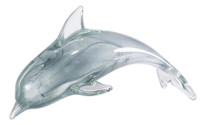Marinella Decorative Gray Glass Dolphin, Large
