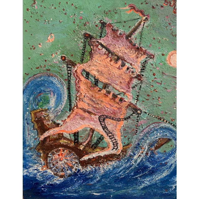 Textured Acrylic Painting on Canvas by Serg Graff, "Scarlet Sails", Seascape Coa For Sale In Jacksonville, FL - Image 6 of 10