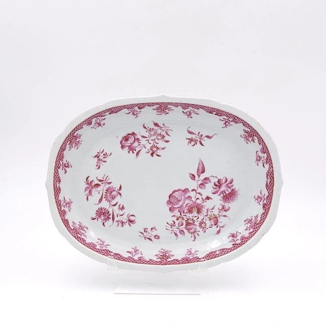 Ceramic Rare Famille Rose Pink Oval Platter, Chinese Export, Circa 1760 For Sale - Image 7 of 7