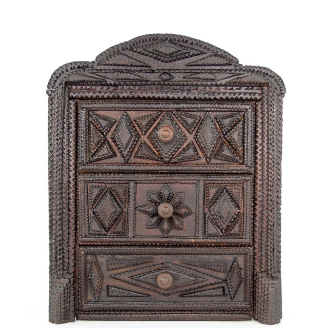 Brown Miniature Tramp Art Chest of Drawers For Sale - Image 8 of 8