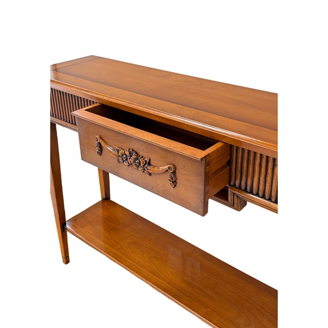 Wood Italian Mid-Century Console Table With Reeded Detail For Sale - Image 7 of 12