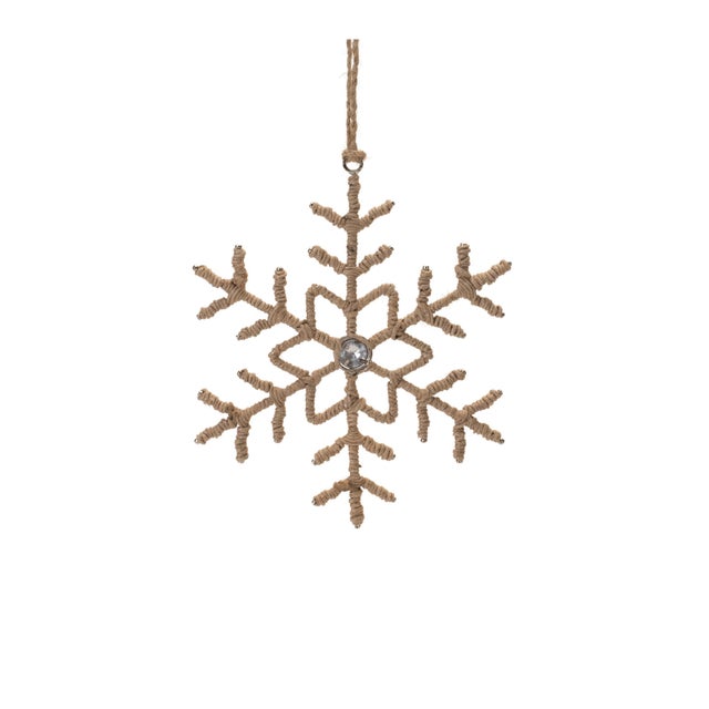 Kenneth Ludwig Chicago Jute Wrapped Metal Snowflake Oranment (Set of 12) For Sale - Image 4 of 5