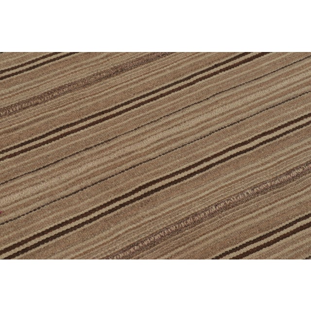 Rug & Kilim Vintage Bidjar Persian Kilim, Tribal Rug in Brown Stripes For Sale - Image 4 of 8
