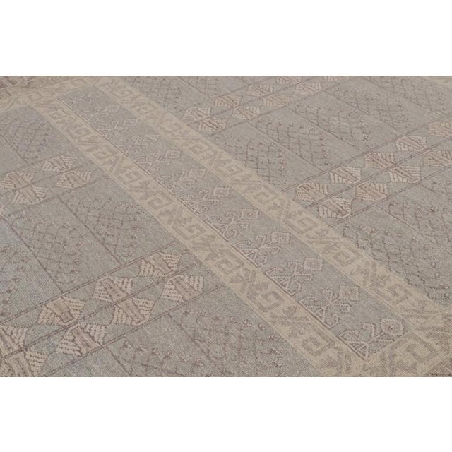 Rug & Kilim Rug & Kilim’s Tribal Style Rug With Mauve and Pastel Blue Geometric Patterns For Sale - Image 4 of 7