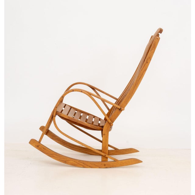 Adirondack Style Bentwood Oak Rocking Chair For Sale In New York - Image 6 of 7
