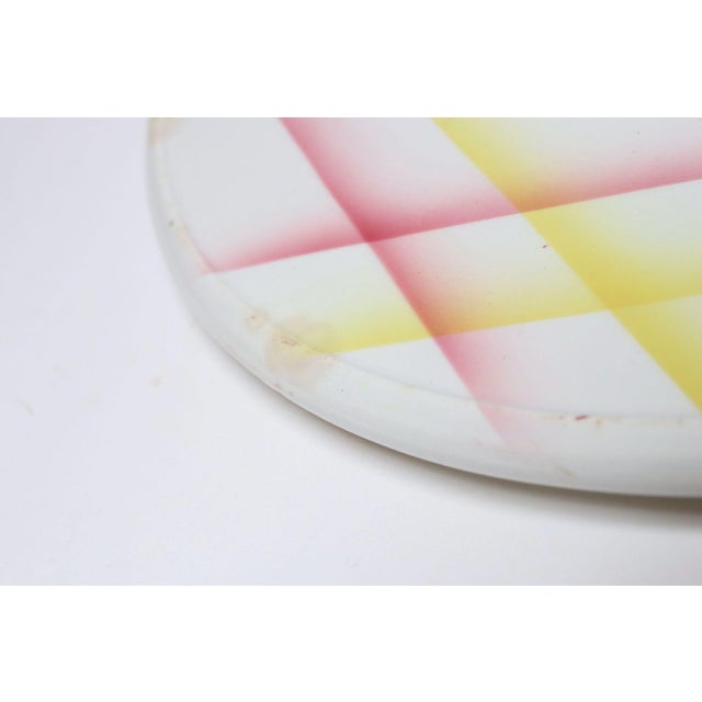 Vintage German Ceramic Cake or Pie Plate / Round Trivet With Diamond Argyle / Lattice Pattern For Sale - Image 15 of 18