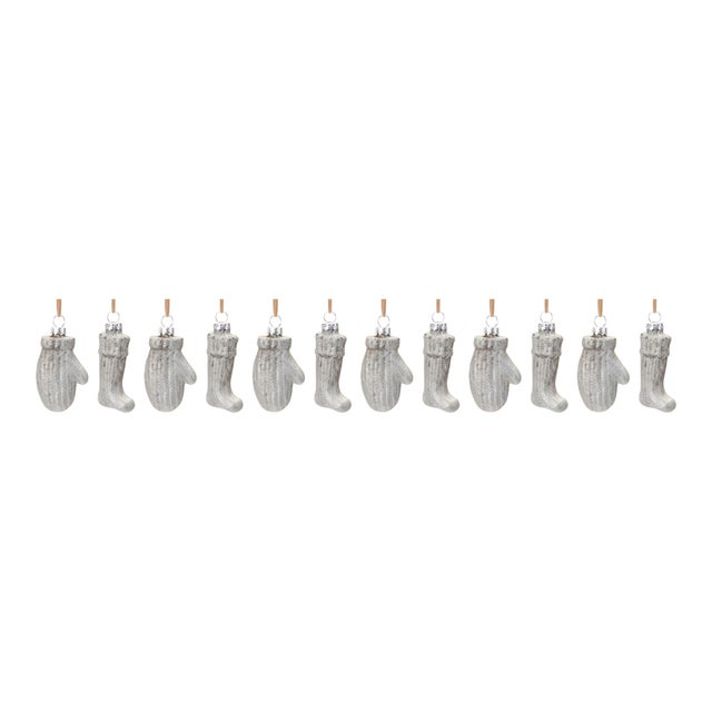 Contemporary Glass Mitten and Stocking Ornament (Set of 12) For Sale - Image 3 of 3