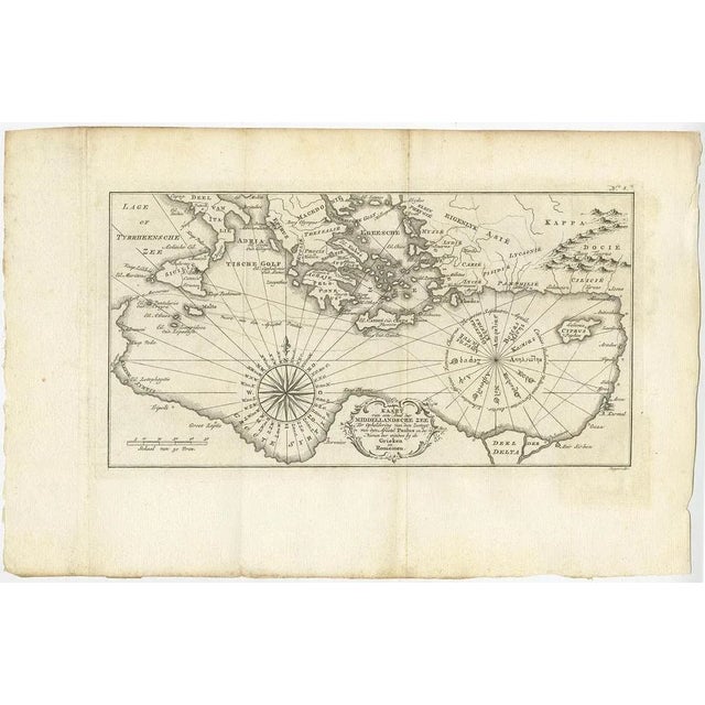 Antique map titled 'Kaart van een Deel der Middelandsche Zee (\.)'. Old map of the region around the Mediterranean Sea....