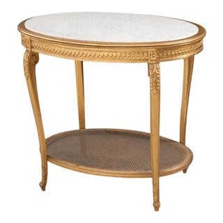 19th Louis XVI-Style French Oval Giltwood Occasional Table For Sale