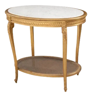 French 19th Century Louis XVI-Style Oval Giltwood Table